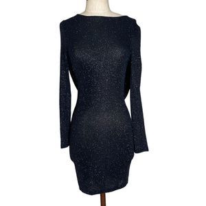 Black Windsor Sparkly Dress - Long Sleeve, Midi, NYE, Holiday Party